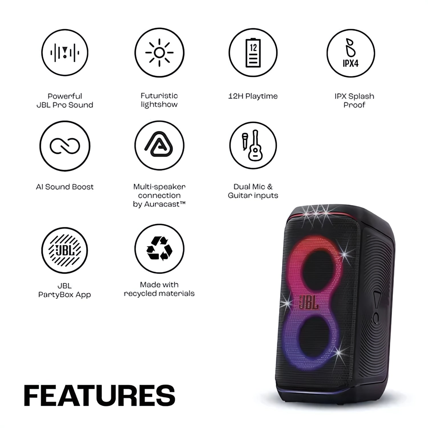 JBL Party Box Club 120 Bluetooth Party Speaker 160W - Black_6