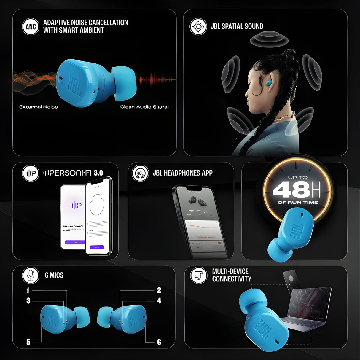 JBL Tune Buds 2 True Wireless Earbuds - Turquoise_5