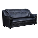 Kassel Rexine Sofa 3 Seater - Black
