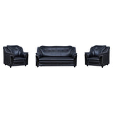 Kassel Rexine Sofa Set (3+1+1-Seater) - Black
