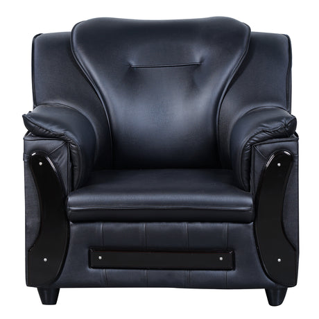 Kassel Rexine Sofa Set (3+1+1-Seater) - Black_2