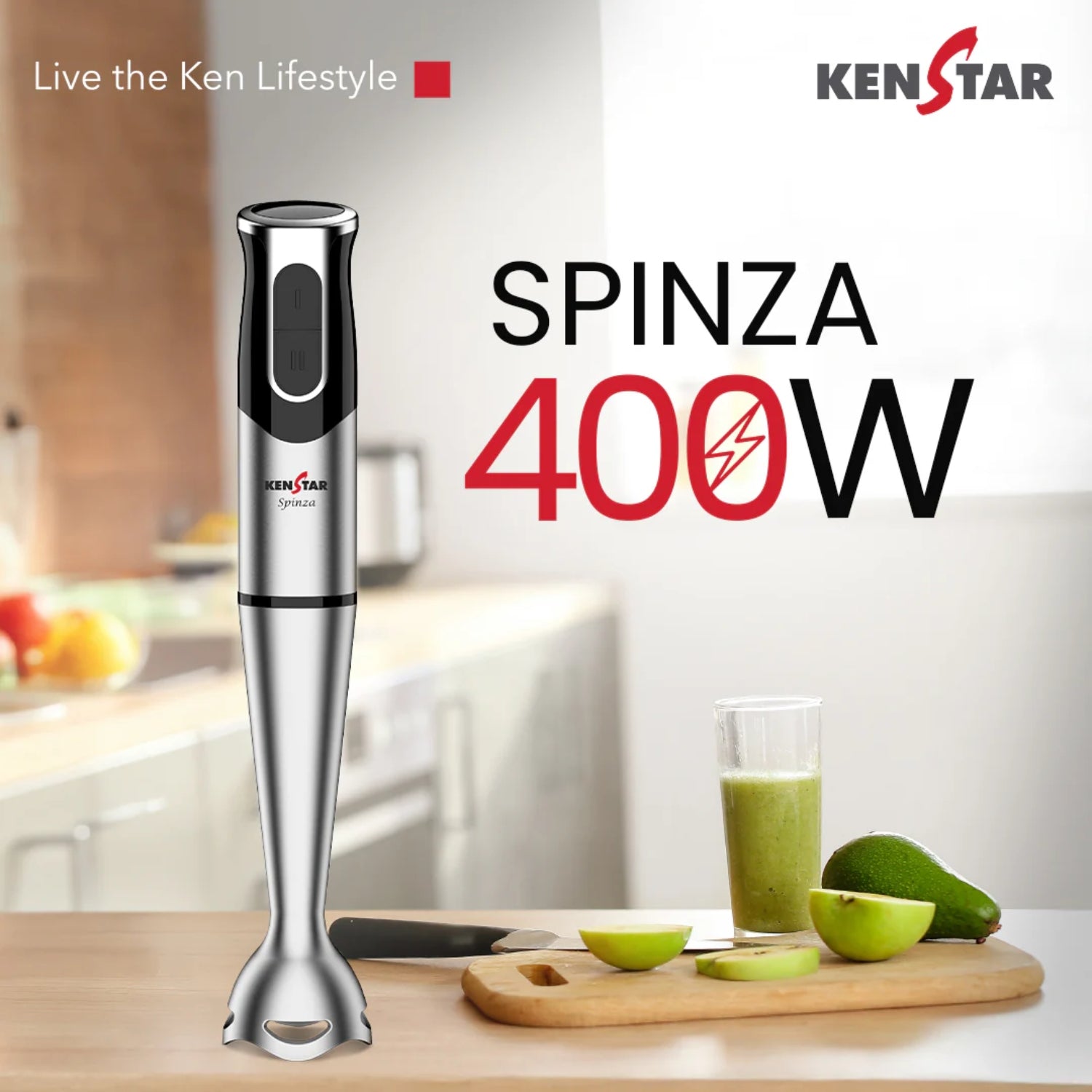 Kenstar Spinza KHBSPI40S1SR0-DST 400W Hand Blender – Black and Silver_1