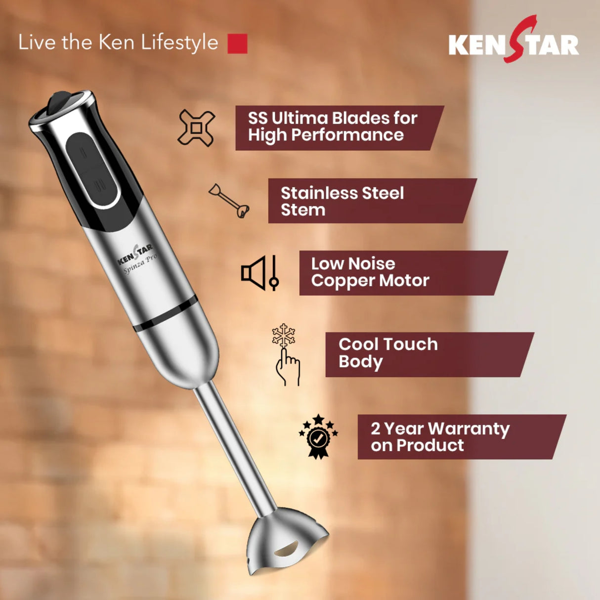 Kenstar Spinza Pro KHBSPP40S3SR0-DST Hand Blender 400W  – Black and Silver_2