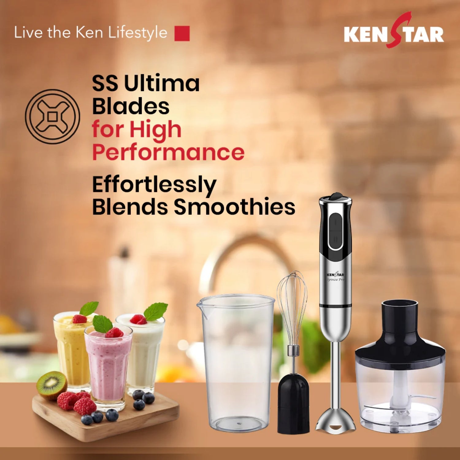 Kenstar Spinza Pro KHBSPP40S3SR0-DST Hand Blender 400W  – Black and Silver_3