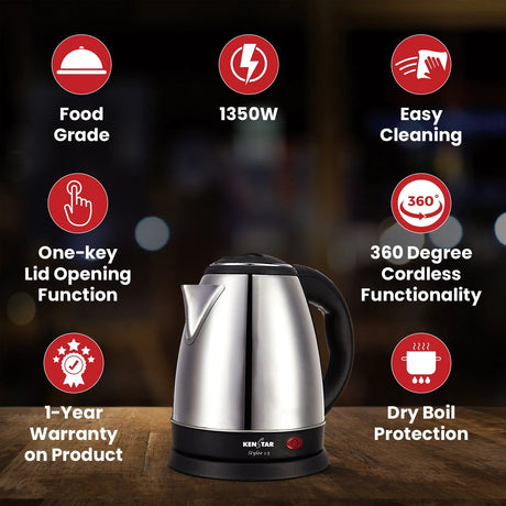 Kenstar Stylee KKSTY15F13SR0-DSR 1.5L 1350W Fast Boiling Electric Kettle - Silver_2