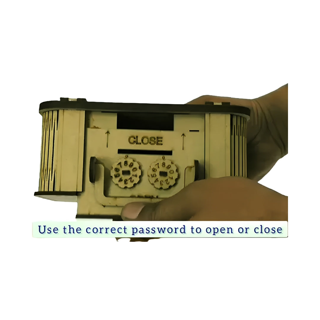 Kraftsman Wooden Briefcase Money Bank - Beige Key Feature_11