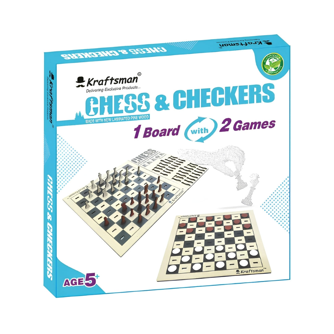 Kraftsman Wooden Chess and Checkers Combo Board Game Box View_2