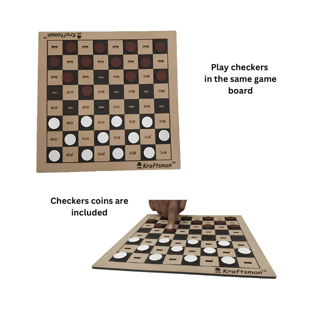 Kraftsman Wooden Chess and Checkers Combo Board Game Key Feature_10