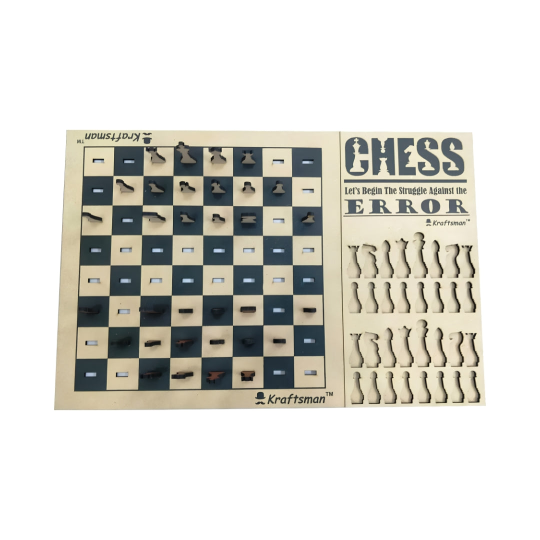 Kraftsman Wooden Chess and Checkers Combo Board Game Top View_7