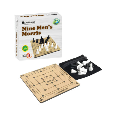 Kraftsman Wooden Nine Men’s Morris Board Game Front View_1