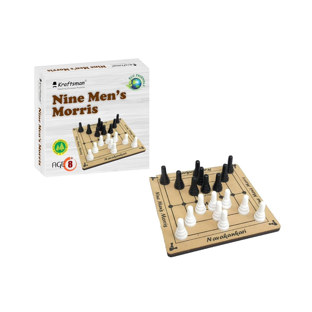 Kraftsman Wooden Nine Men’s Morris Board Game Front View_2