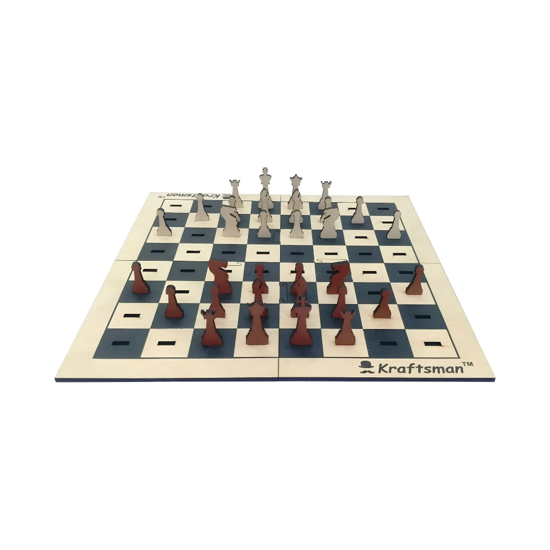 Kraftsman Wooden Portable Chess Board Game Flat View_4