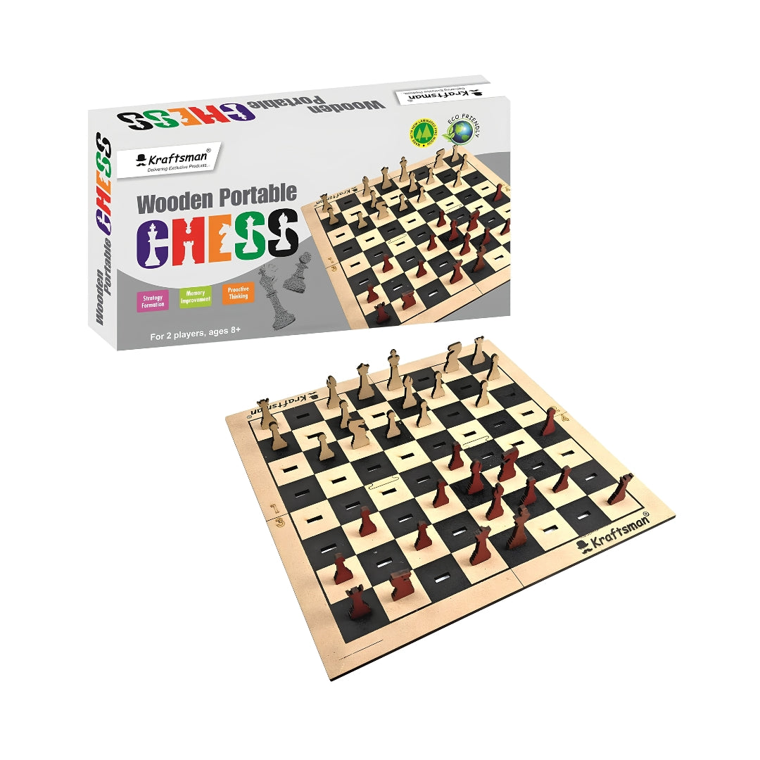 Kraftsman Wooden Portable Chess Board Game Front Image_1