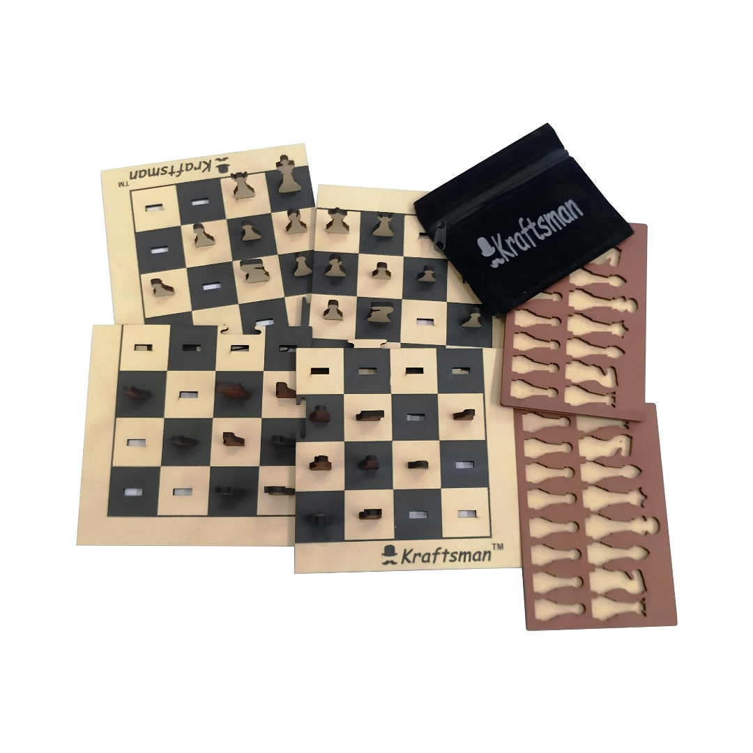Kraftsman Wooden Portable Chess Board Game In The Box_8