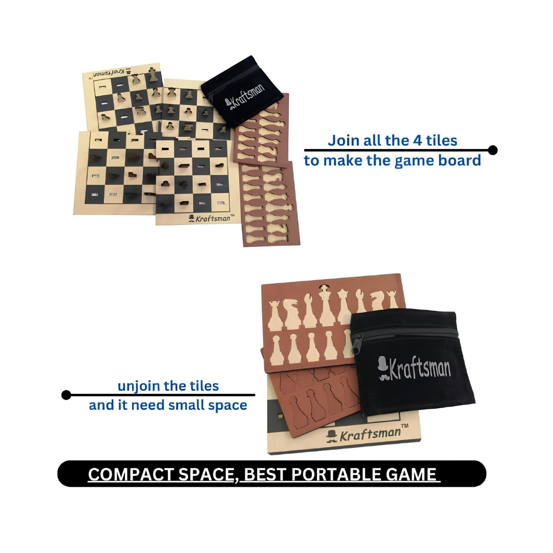 Kraftsman Wooden Portable Chess Board Game Key Feature_9