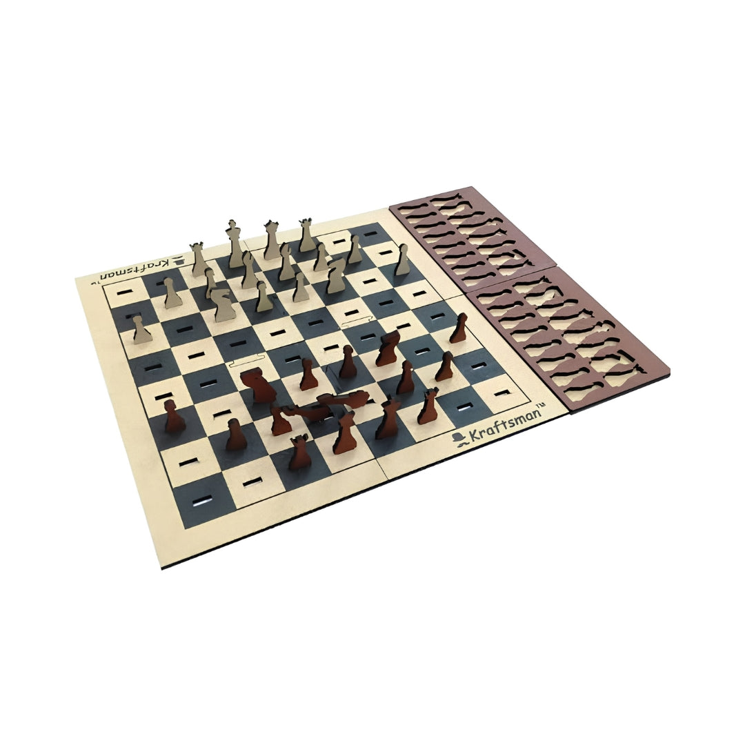 Kraftsman Wooden Portable Chess Board Game Right View_3