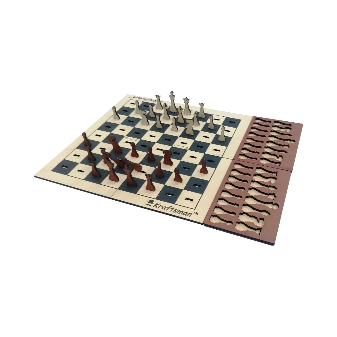 Kraftsman Wooden Portable Chess Board Game Right View_5