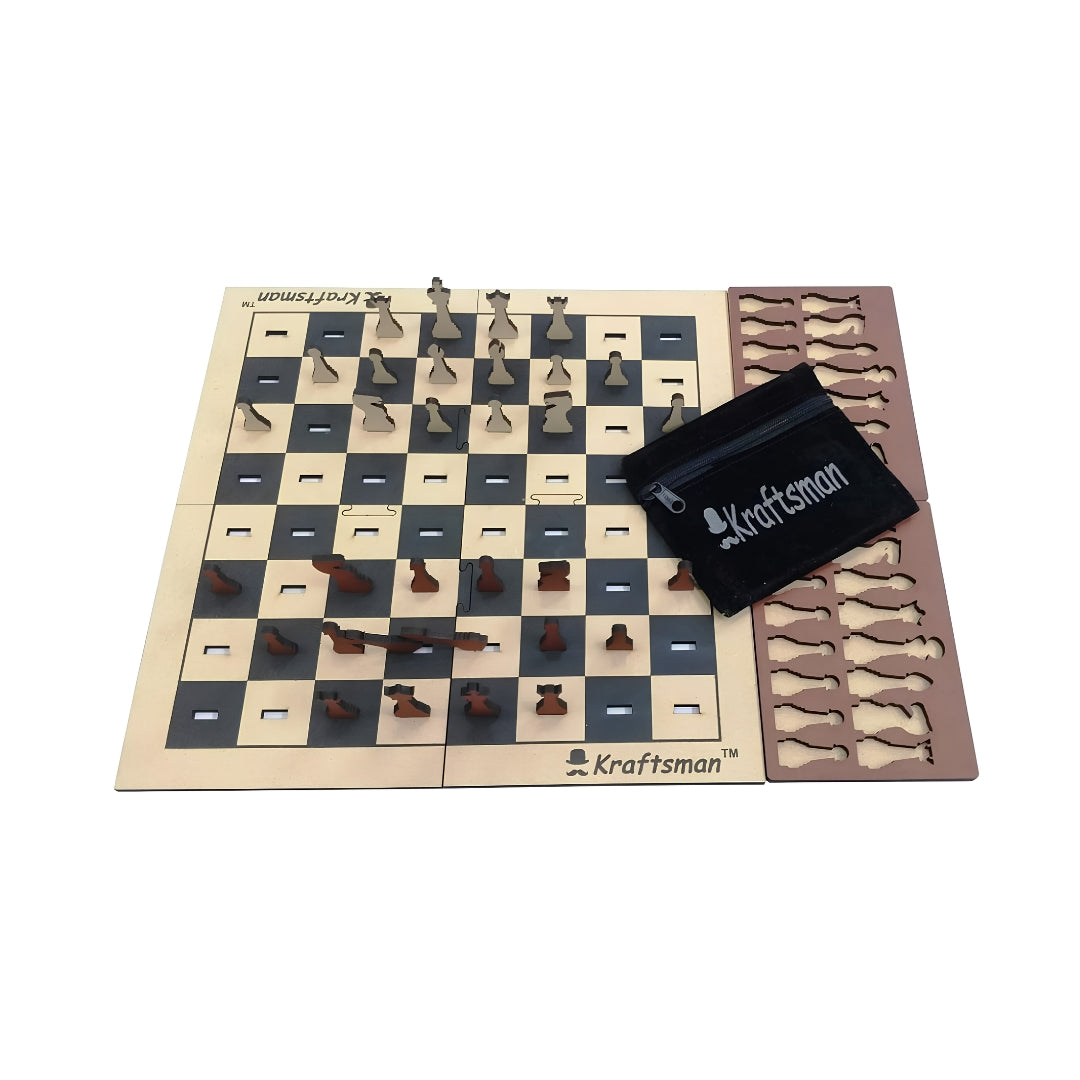 Kraftsman Wooden Portable Chess Board Game Top View_7