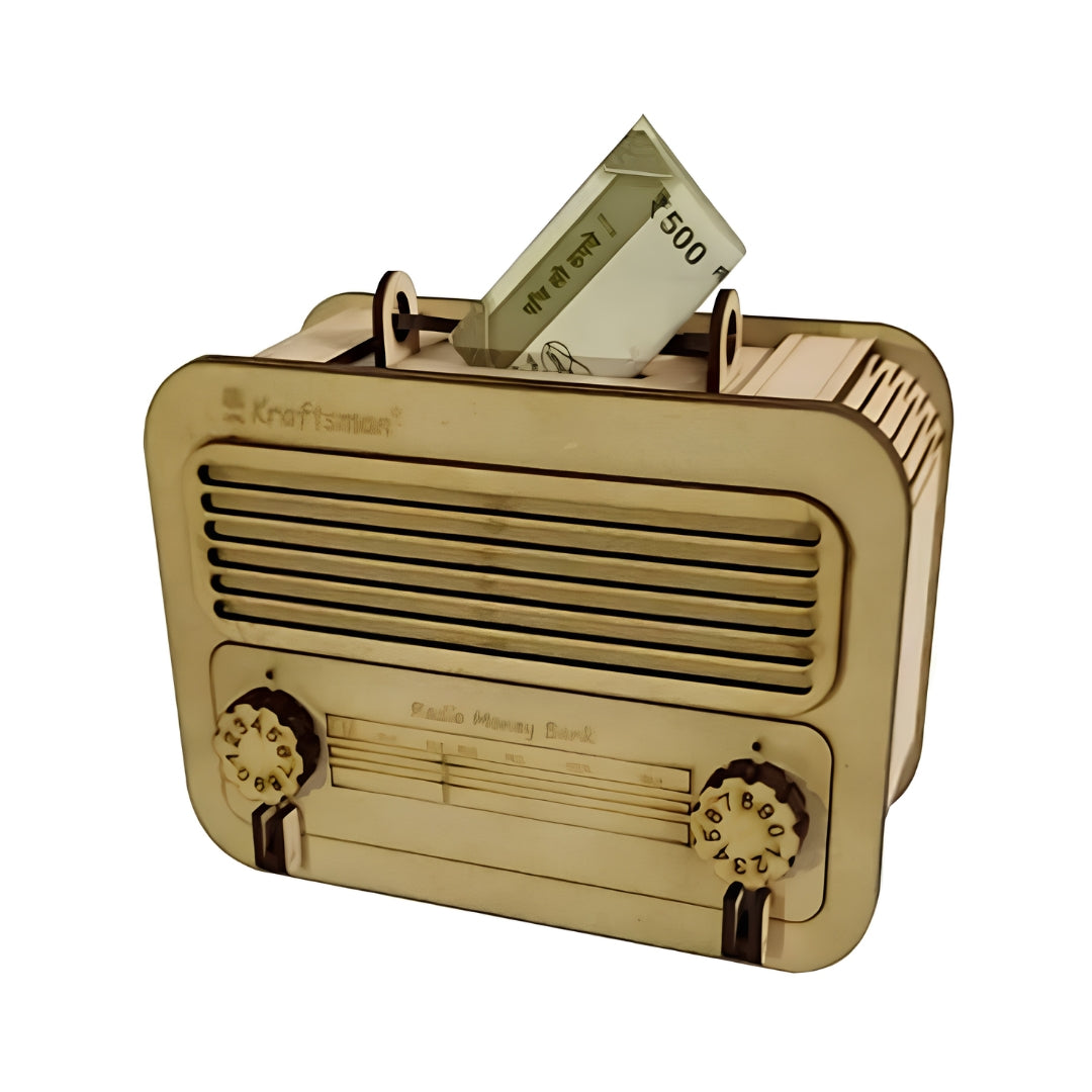 Kraftsman Wooden Radio Money Bank Left View_4