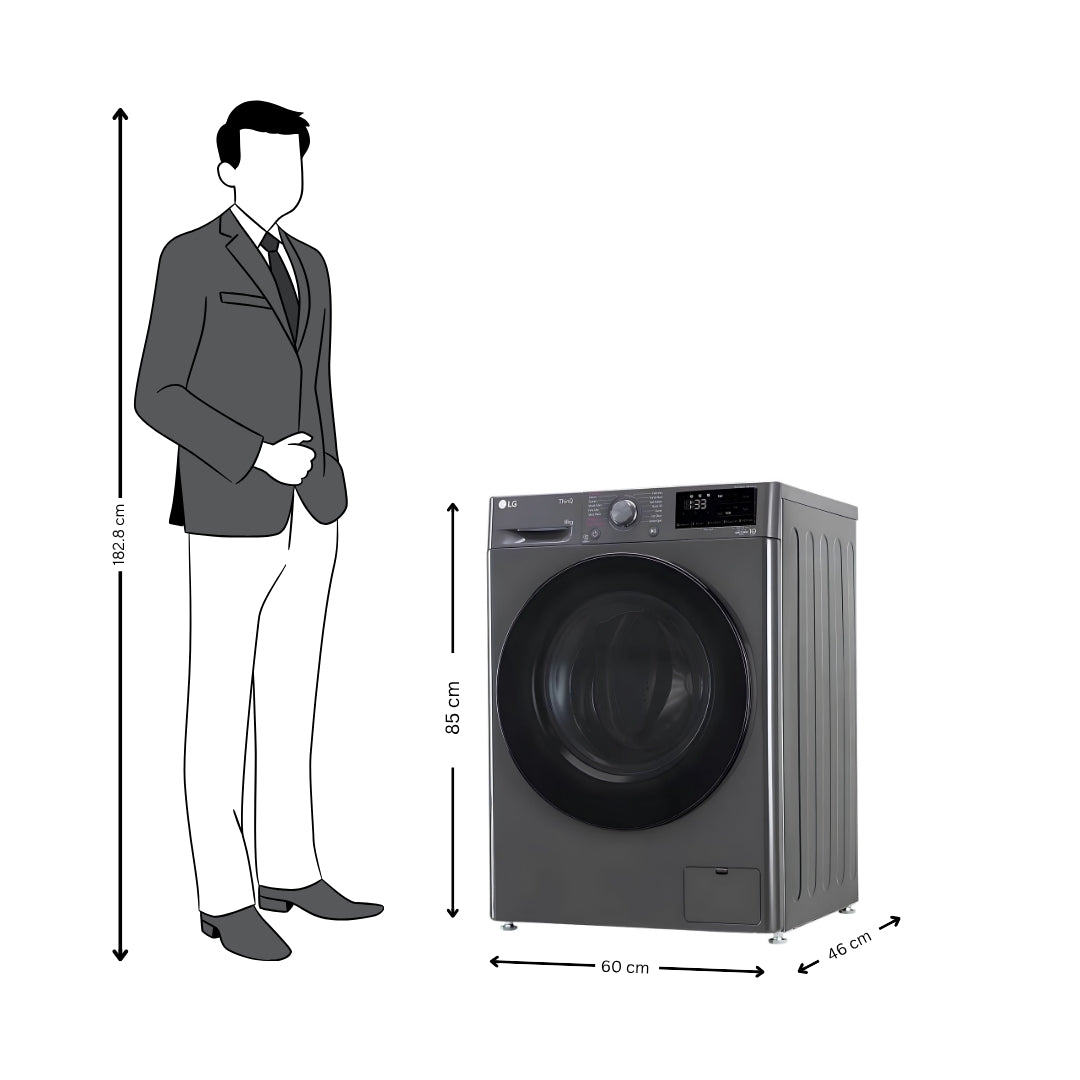 LG FHP1208Z5M  Fully Automatic Front Load Washing Machine 8 Kg - Middle Black
