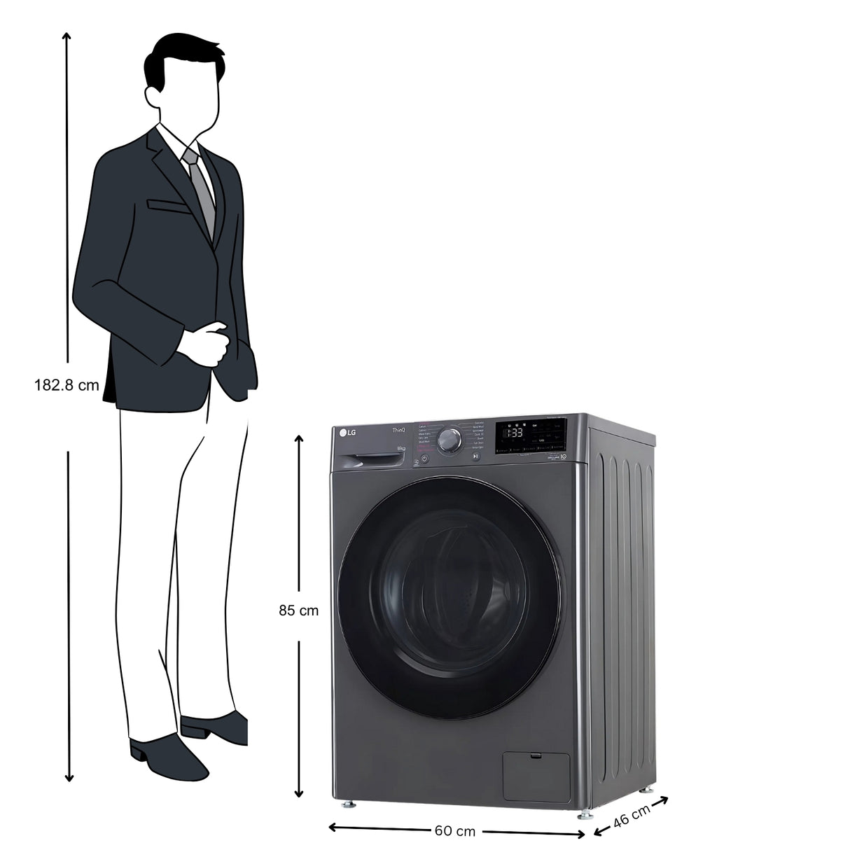 LG FHP1208Z5M  Fully Automatic Front Load Washing Machine 8 Kg - Middle Black