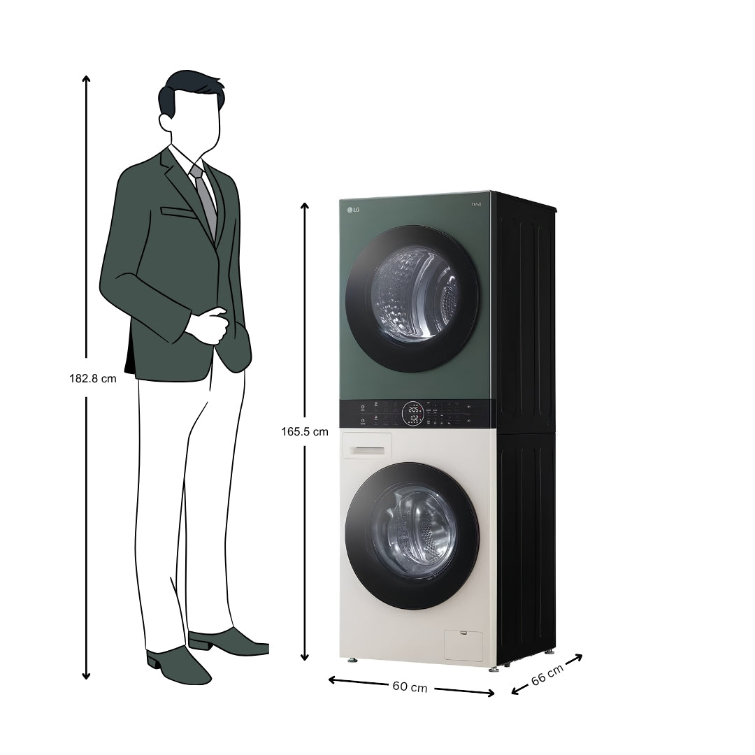 LG FWT1310BG Fully Automatic Washer Tower Washing Machine 13 Kg - Natural Beige and Green