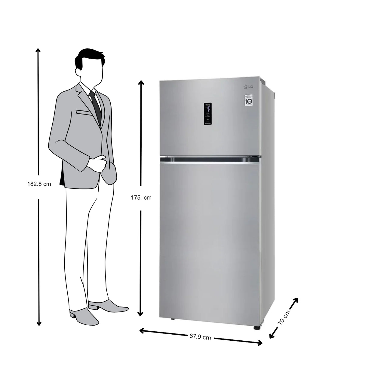LG T422VPZX 398L  Double Door Refrigerator - Silver