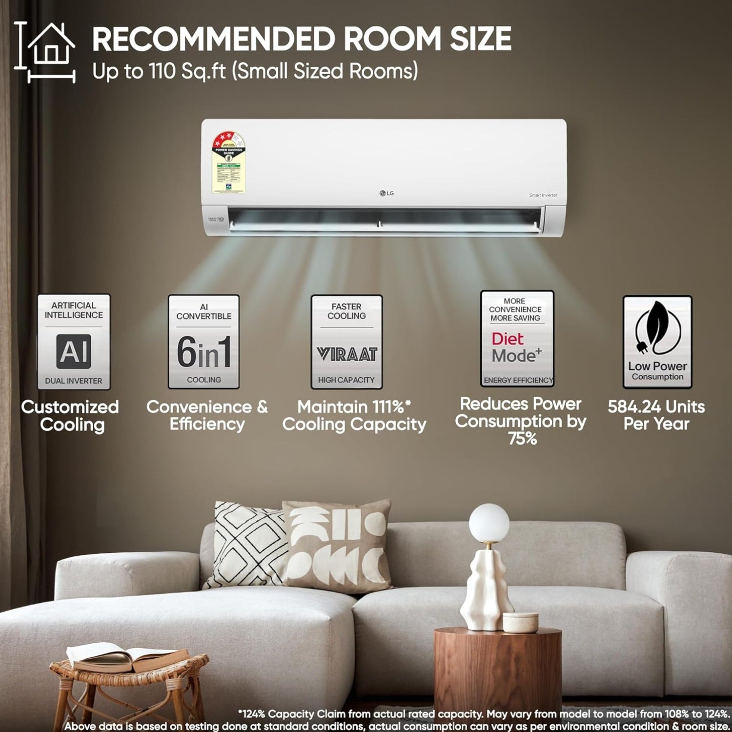 LG AS-Q12CNXE Inverter Split Air Conditioner 1 Ton - White_5