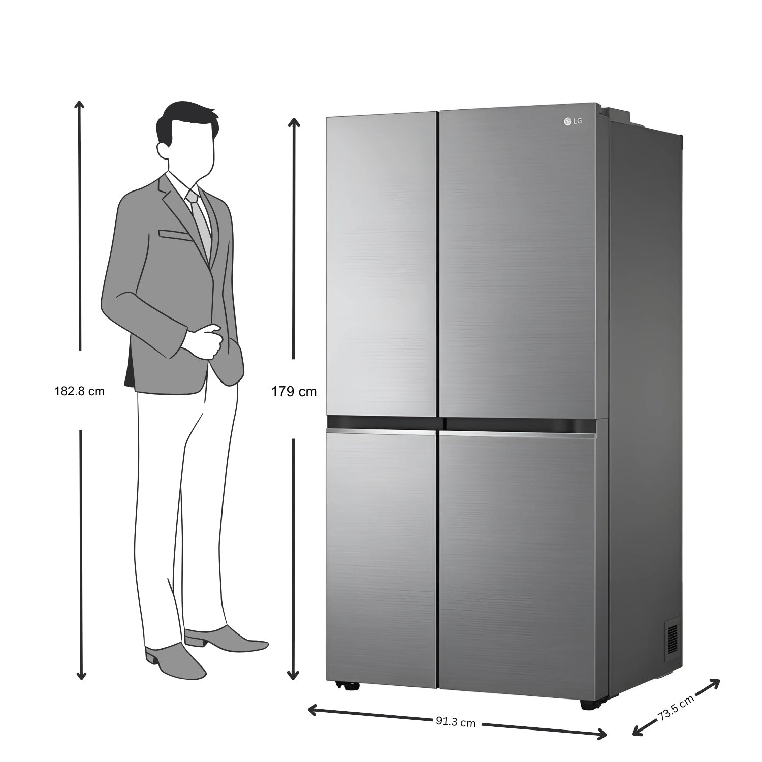 LG GL-B257HPZ3 3 Star 650 L Frost-Free Side-by-Side Refrigerator