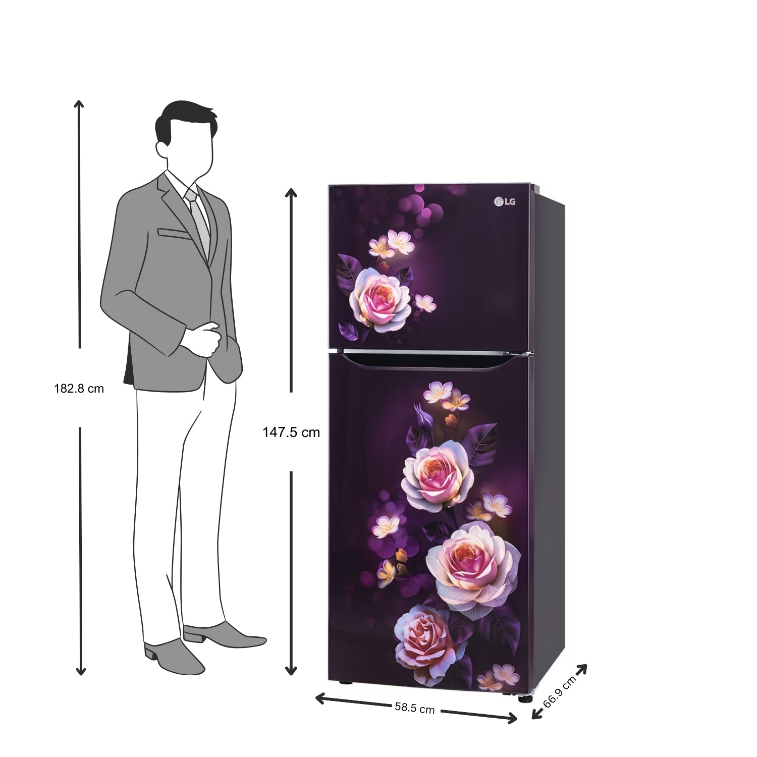LG GL-N292DPBY Smart Inverter Compressor 242 L Frost-Free Double Door Refrigerator – Purple Bloom