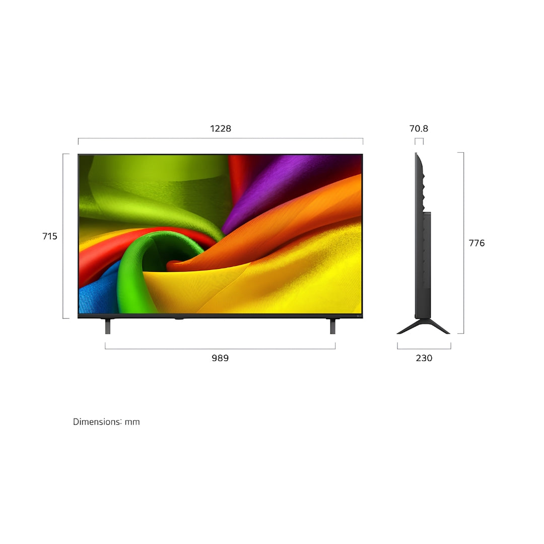 LG NANO 4K UHD AI TV NU880 2026 - 139cm(55)_Dimension view