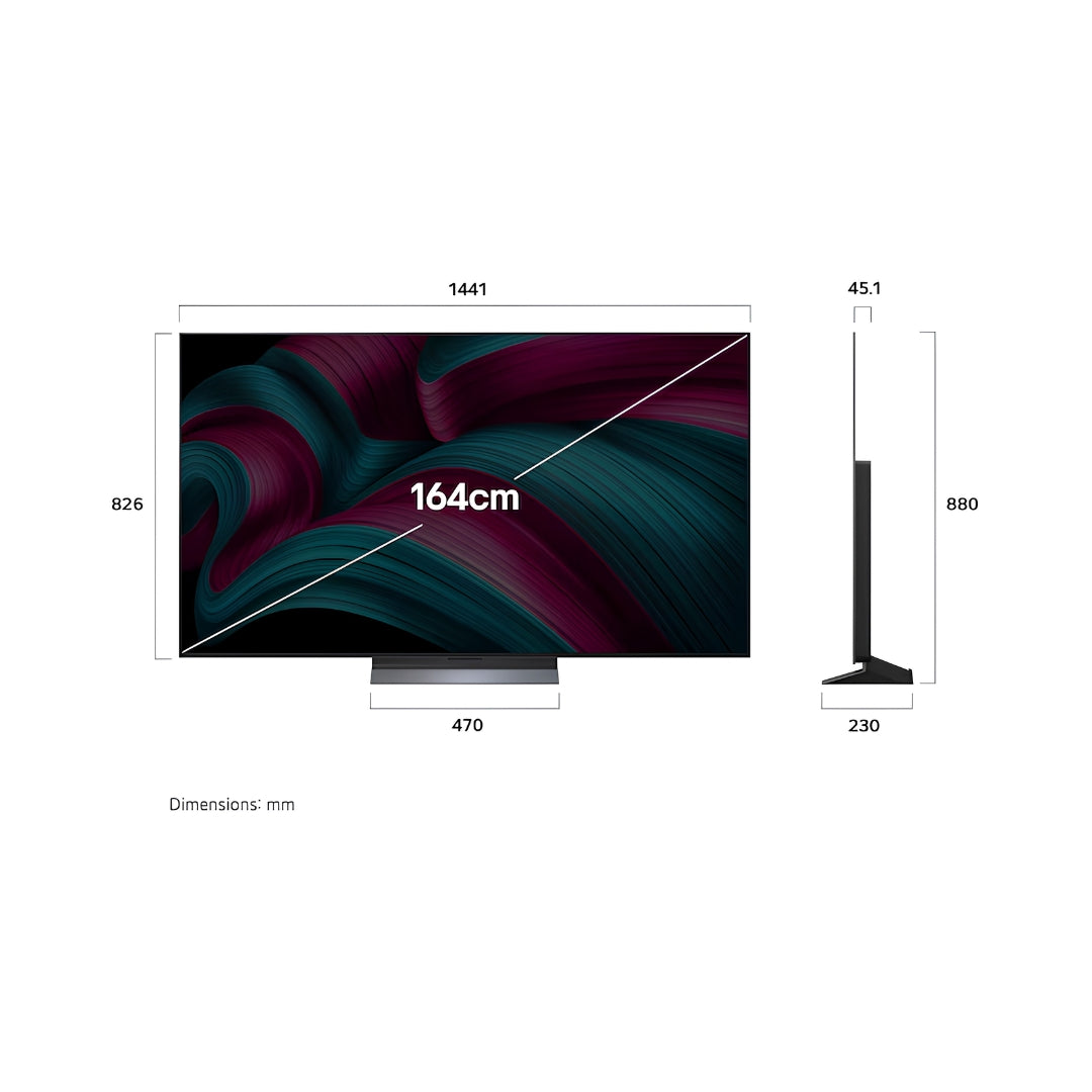 LG OLED55C56LA 4K UHD OLED TV - 55 Inch_Dimension View