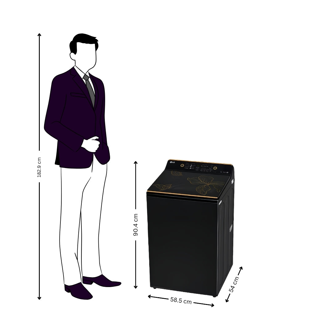 LG T90KMOB1Z Fully Automatic Top Load Washing Machine 9 Kg - Onxy Black_Dimensions
