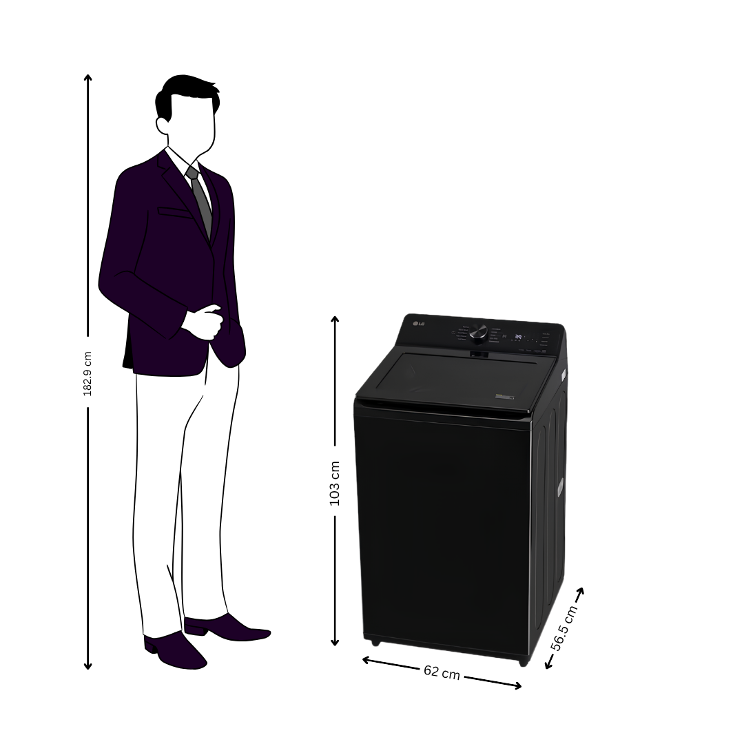 LG TX310NWO Fully Automatic Top Load Washing Machine 10 Kg - Onxy Black_Dimensions