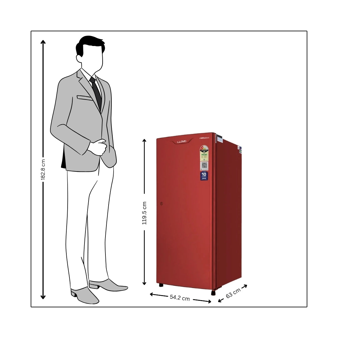 LLOYD FRIDGE 178 LTR ROYAL RED 2 STAR - Dimension - 5