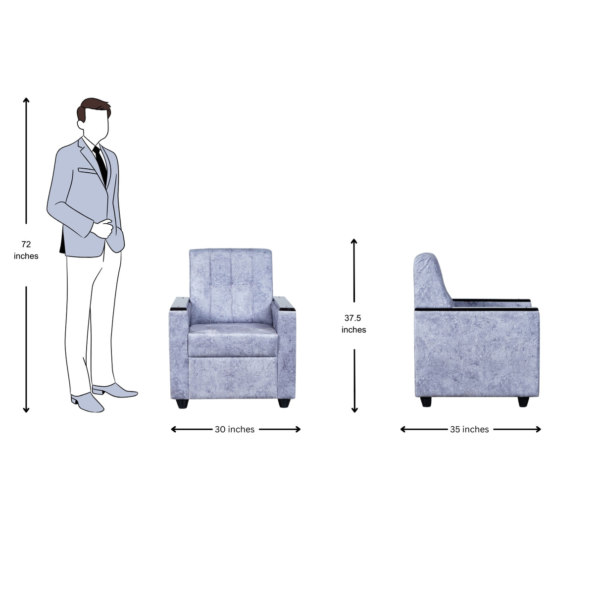 Likasi Fabric Sofa 1 Seater - Light Grey