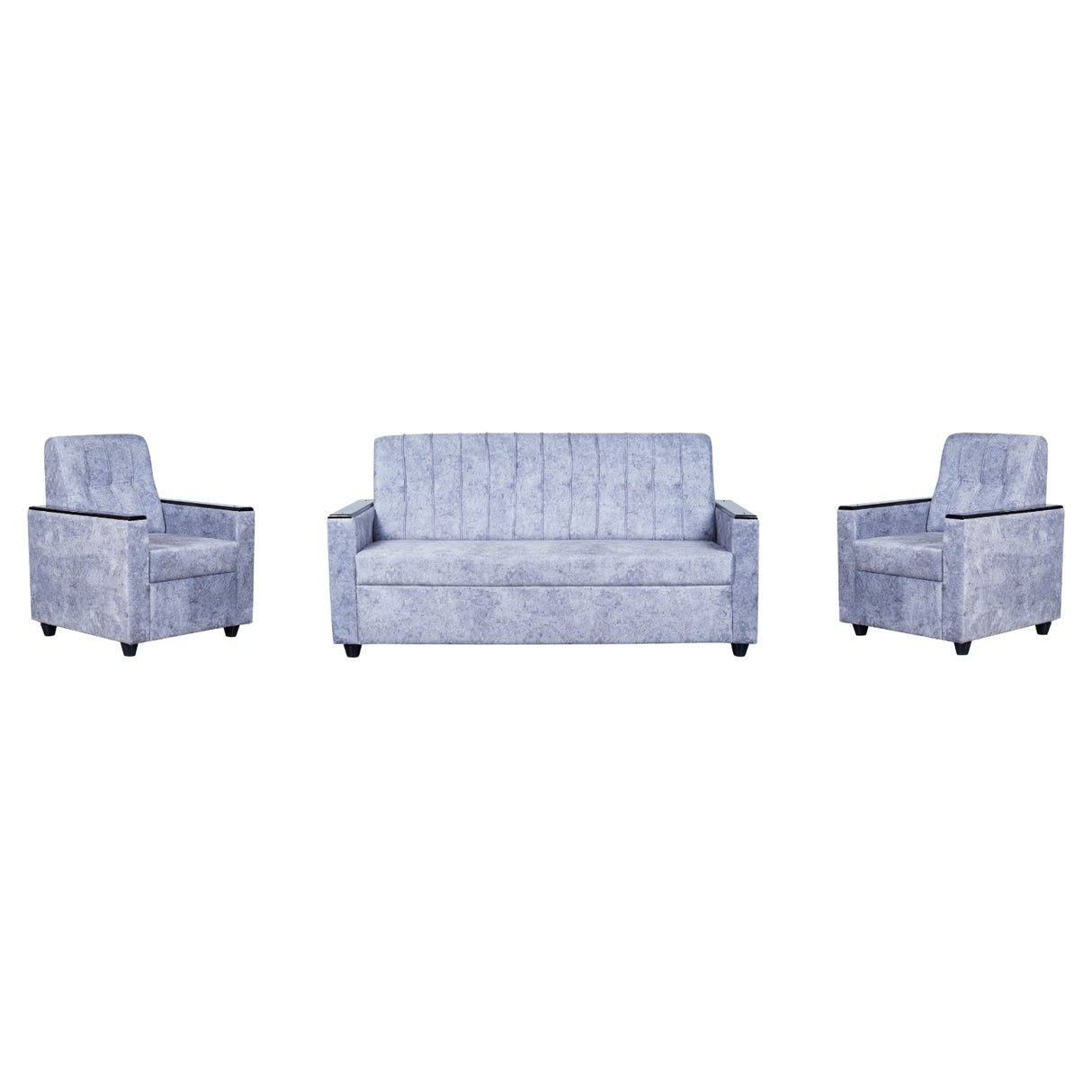 Likasi Fabric Sofa Set (3+1+1-Seater) - Light Grey