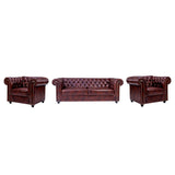 Lisbon Pro Chester Rexine Sofa Set (3+1+1 Seater) - Maroon