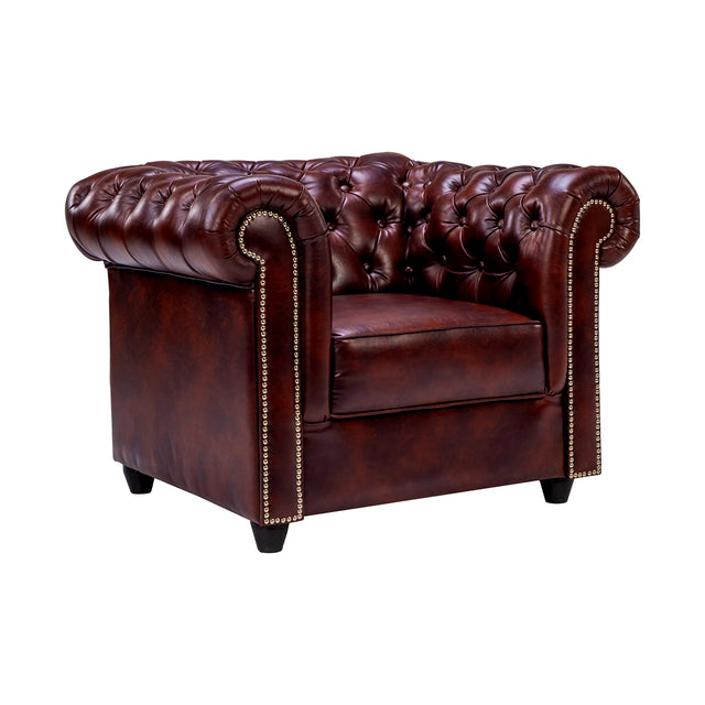 Lisbon Chester Rexine Sofa 1-Seater - Maroon_1