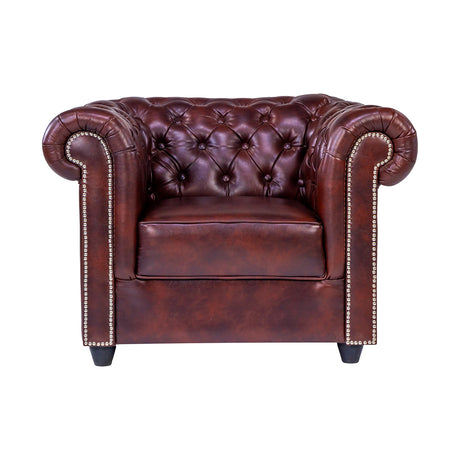 Lisbon Chester Rexine Sofa 1-Seater - Maroon_2