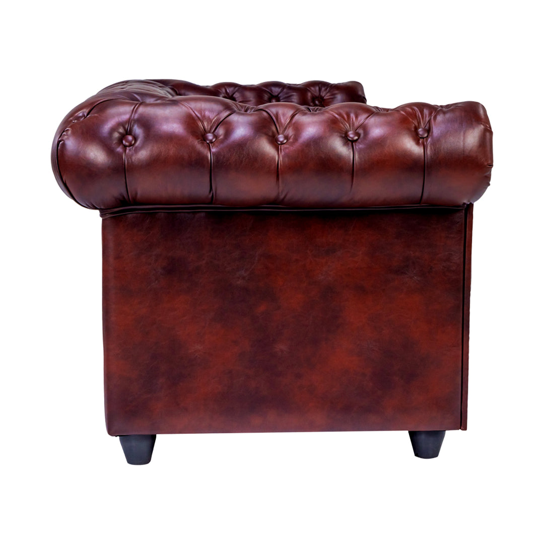 Lisbon Chester Rexine Sofa 3-Seater - Maroon_3