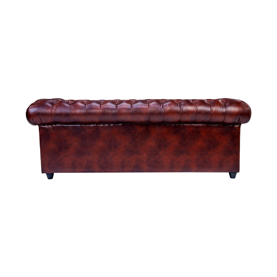 Lisbon Chester Rexine Sofa 3-Seater - Maroon_4
