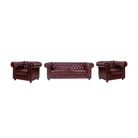Lisbon Pro Chester Rexine Sofa Set (3+1+1 Seater) - Maroon_1