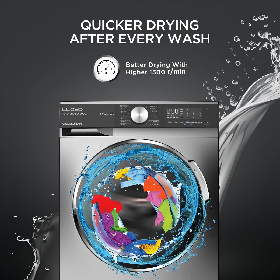 Lloyd GLWF104TAGGB Fully Automatic Front Load Washing Machine 9.5 Kg - Black_Feature_3