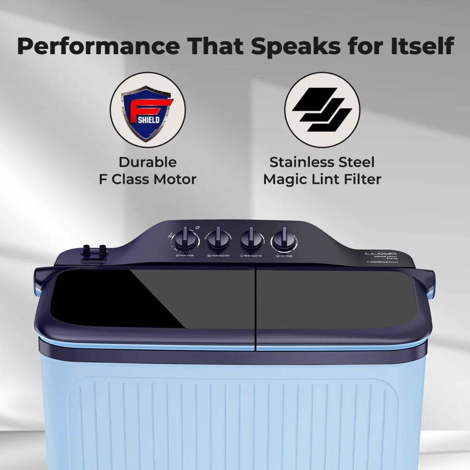 Lloyd GLWS125EPHiB Semi Automatic Top Load Washing Machine 12 kg - Black and Blue_5