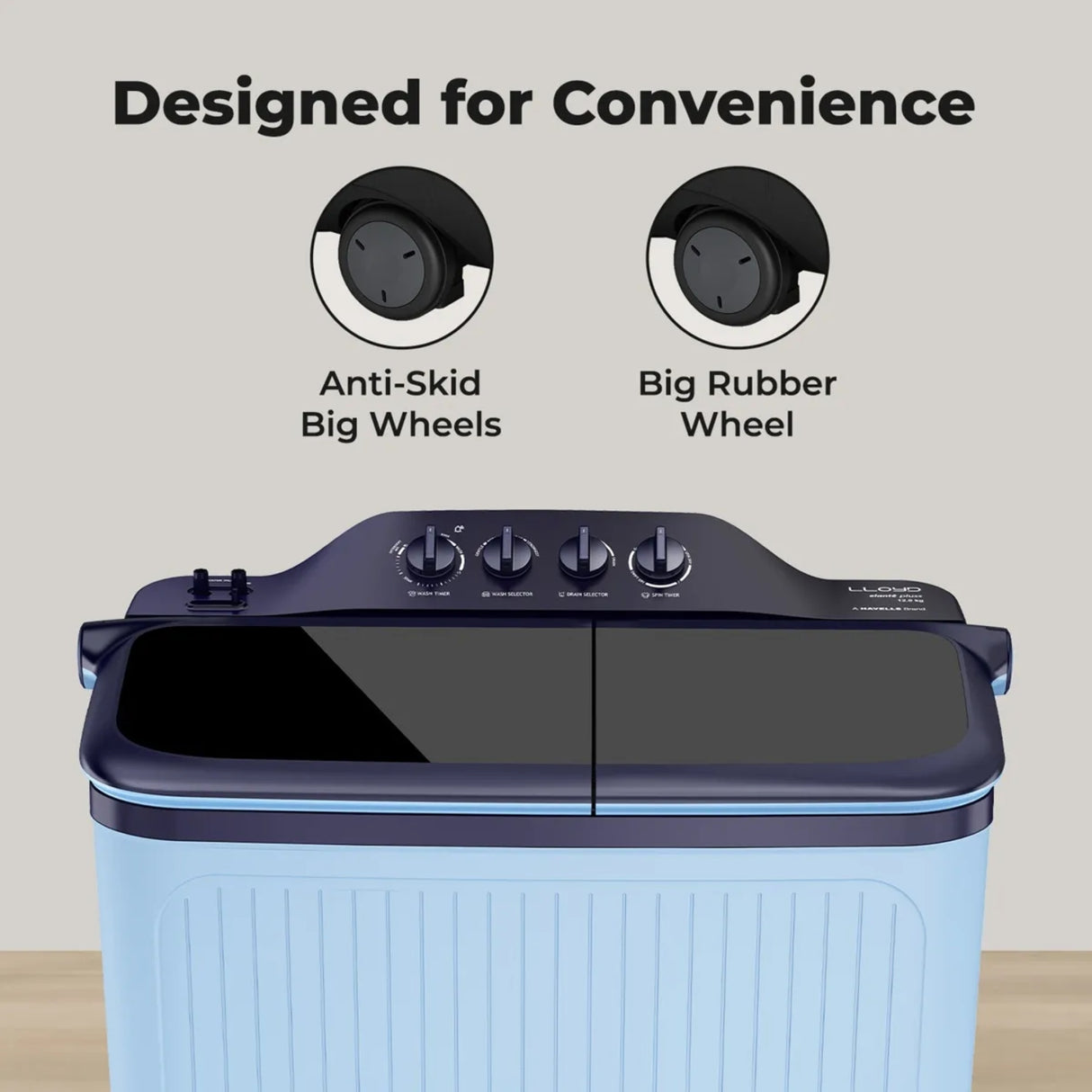 Lloyd GLWS125EPHiB Semi Automatic Top Load Washing Machine 12 kg - Black and Blue_7