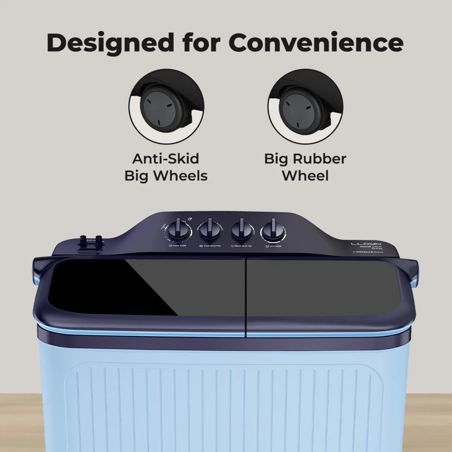 Lloyd GLWS125EPHiB Semi Automatic Top Load Washing Machine 12 kg - Black and Blue_7