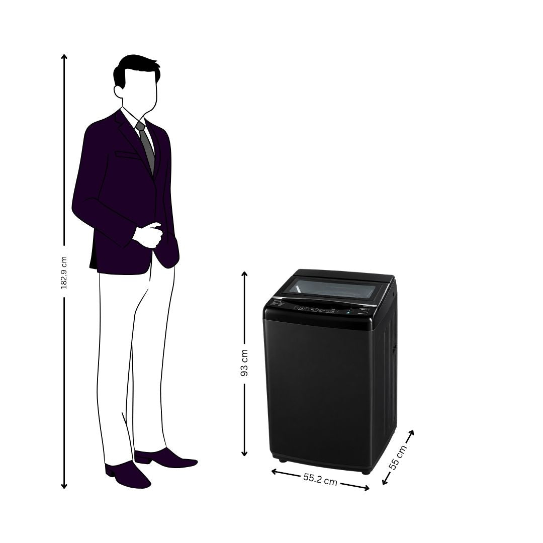 Lloyd GLWT705ETRMB Fully Automatic Top Load Washing Machine 7 Kg - Metallic Black_Dimensions