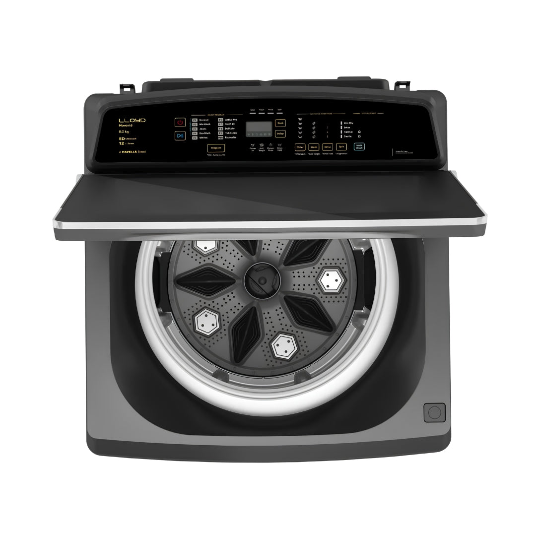 Lloyd GLWT855N40EB Fully Automatic Top Load Washing Machine 8.5 Kg - Ebony Black_Drum View