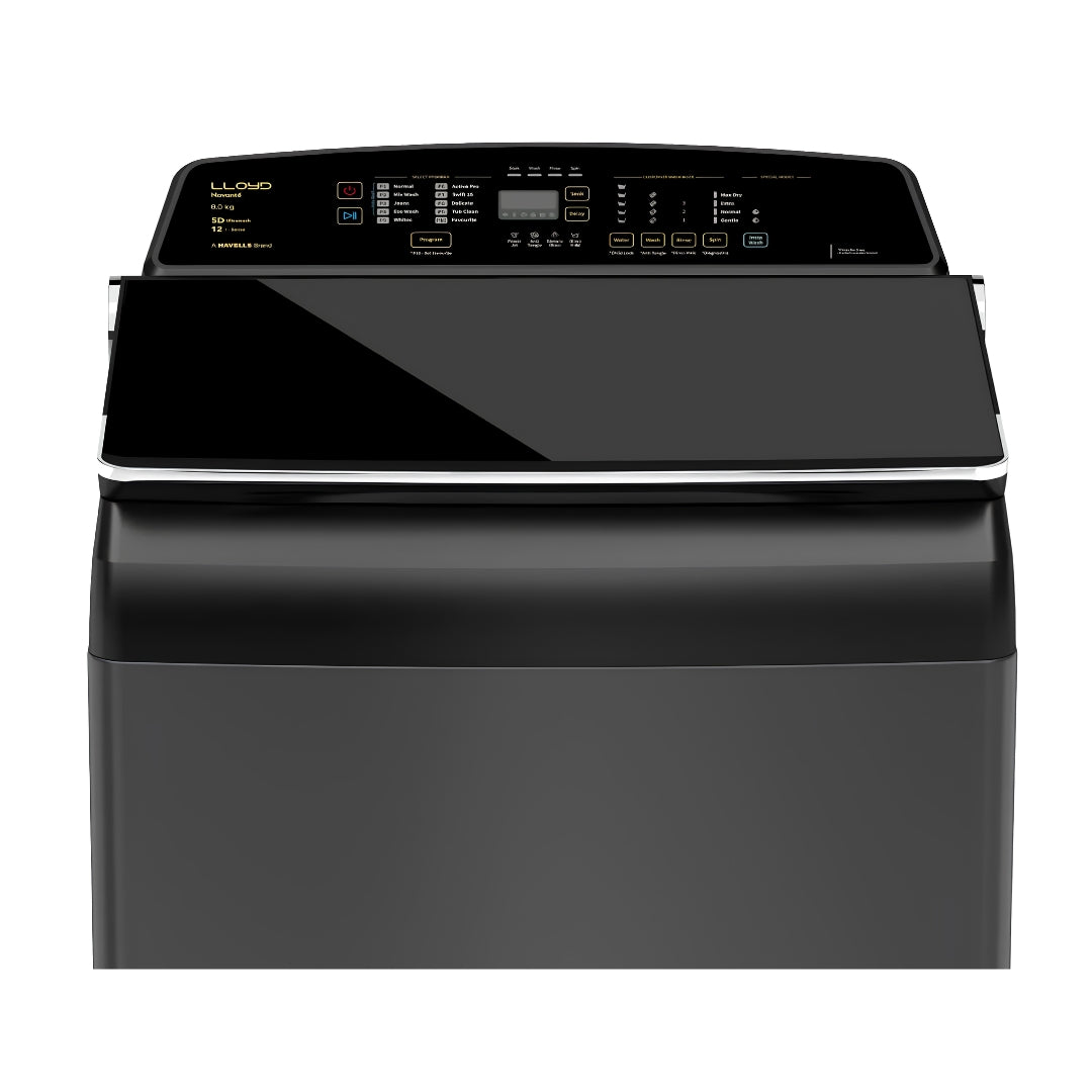 Lloyd GLWT855N40EB Fully Automatic Top Load Washing Machine 8.5 Kg - Ebony Black_Panel View